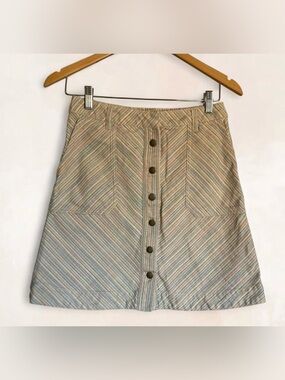 Anthropologie Pilcro Pastel Striped Button Front Mini Skirt 4 Indie Retro Skirt